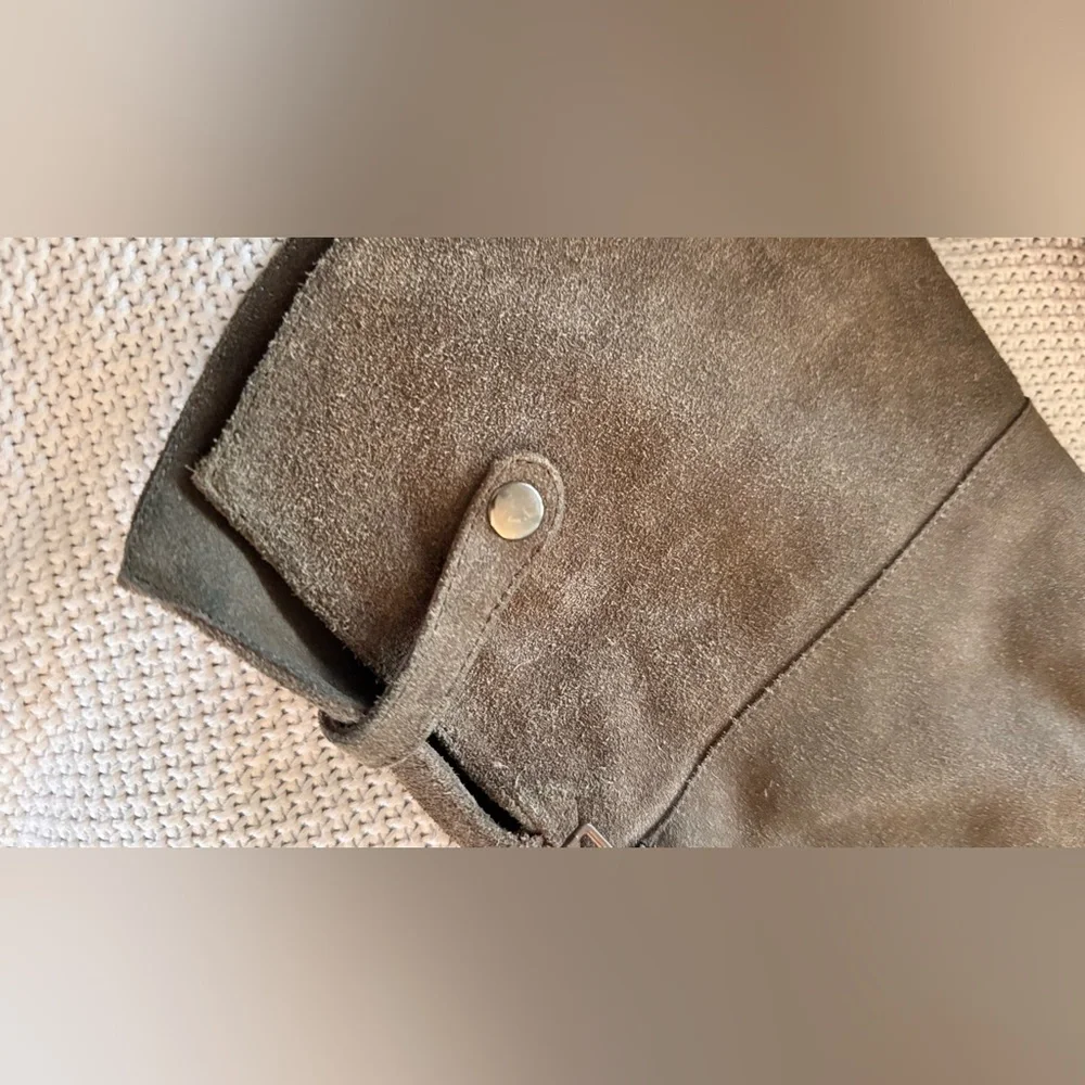STEVE MADDEN Parralel Suede Leather Taupe Brown Over the Knee Wedge Boots
